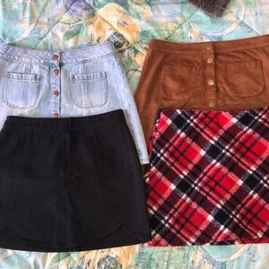 Pac-sun, Brandy Melville, Garage, & Frvr 21 skirts
